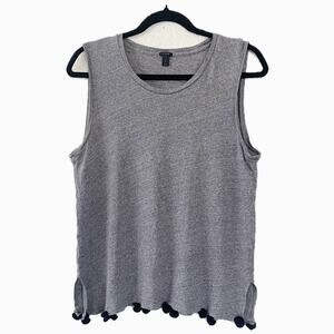 J. Crew Grey Pompom Linen Tank Top Size Medium